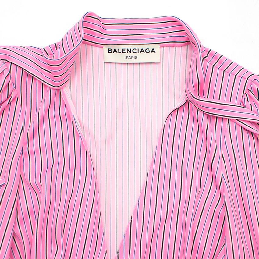Women's Balenciaga Pink Striped Pussybow Blouse US 0-2 For Sale