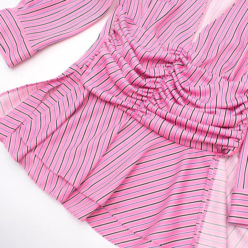 Balenciaga Pink Striped Pussybow Blouse US 0-2 For Sale 1