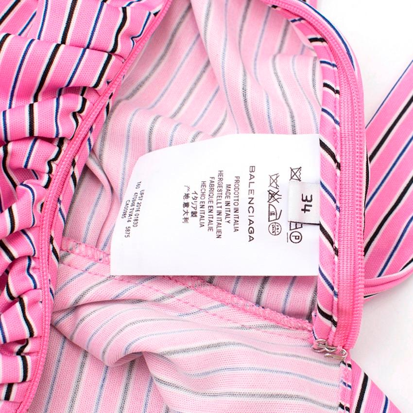 Balenciaga Pink Striped Pussybow Blouse US 0-2 For Sale 2
