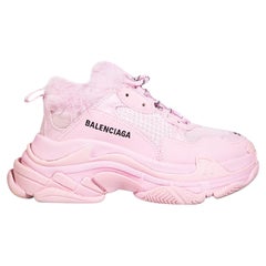 Balenciaga Pink Triple S Fur Lined Trainers Size IT 35
