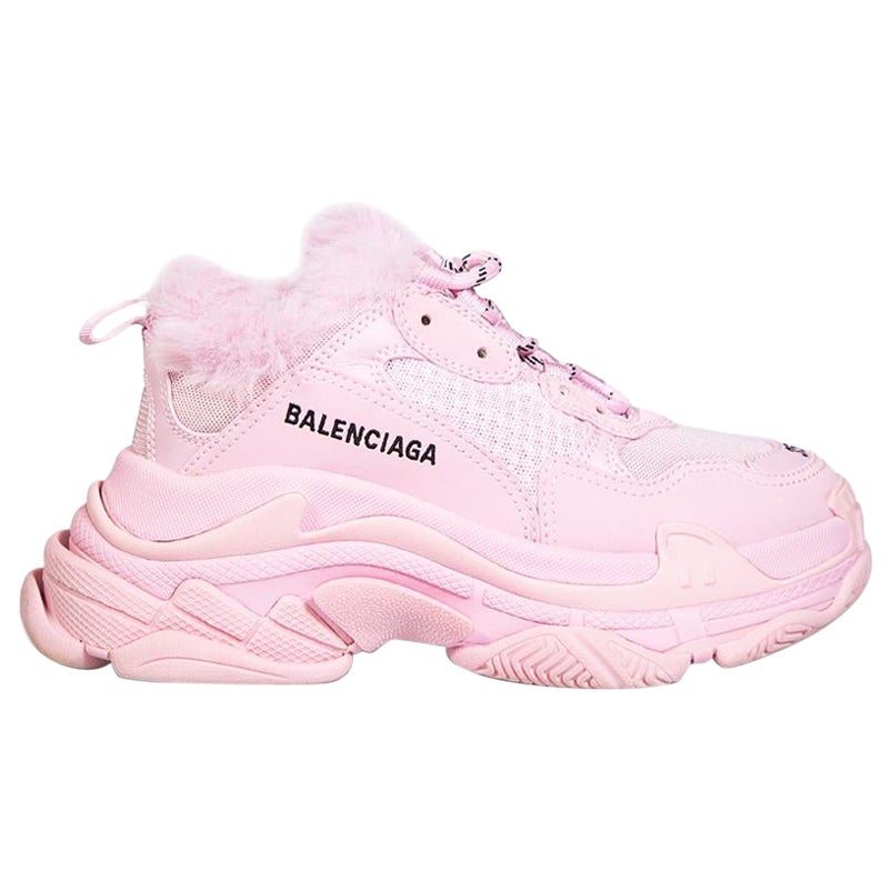 Balenciaga Pink Triple S Fur Lined Trainers Size IT 35