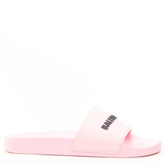 BALENCIAGA Piscine pink black logo rubber pool slides EU38
