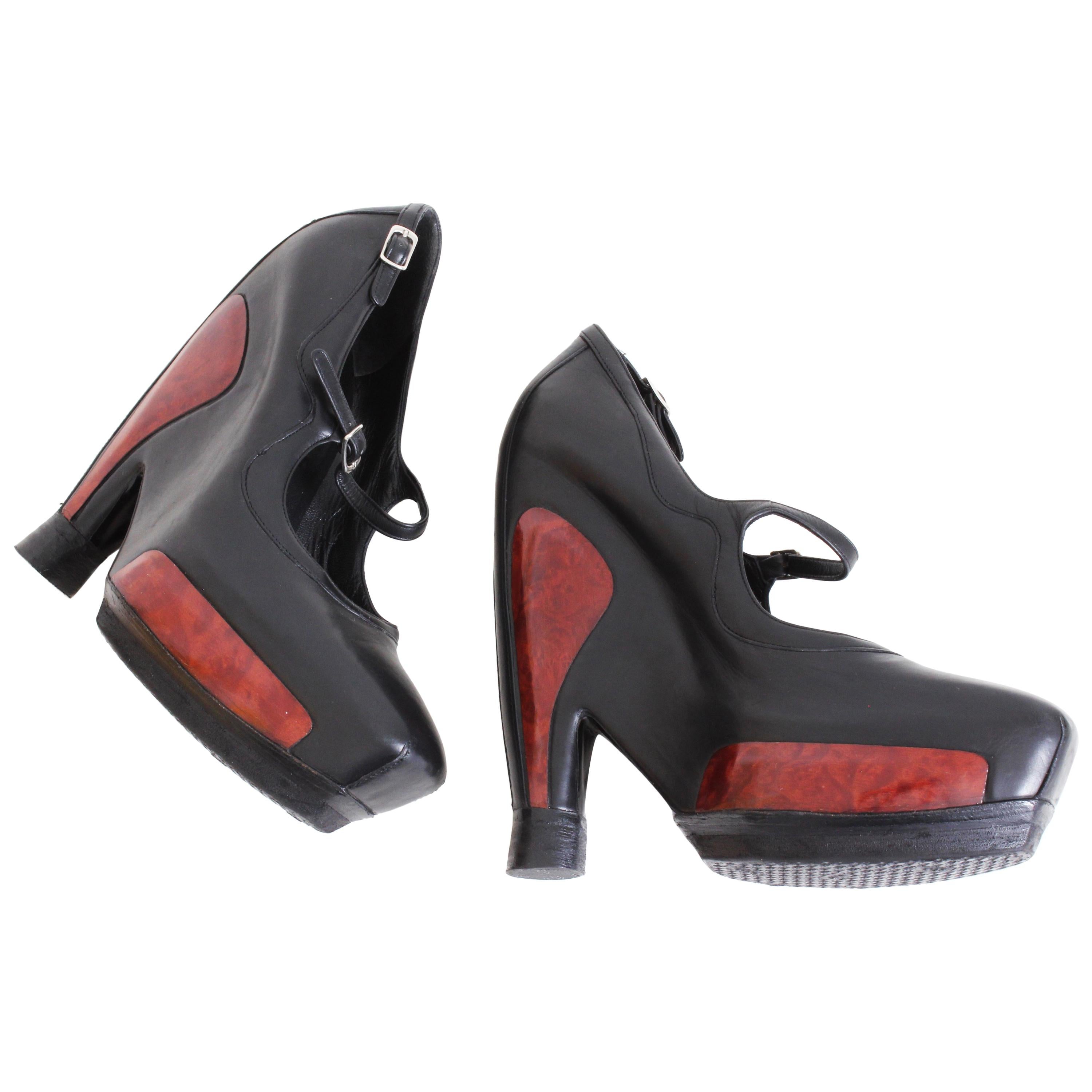 Balenciaga Platforms Shoes F/W 06 Heels Leather Mary Janes Nicolas Ghesquière 38 im Angebot