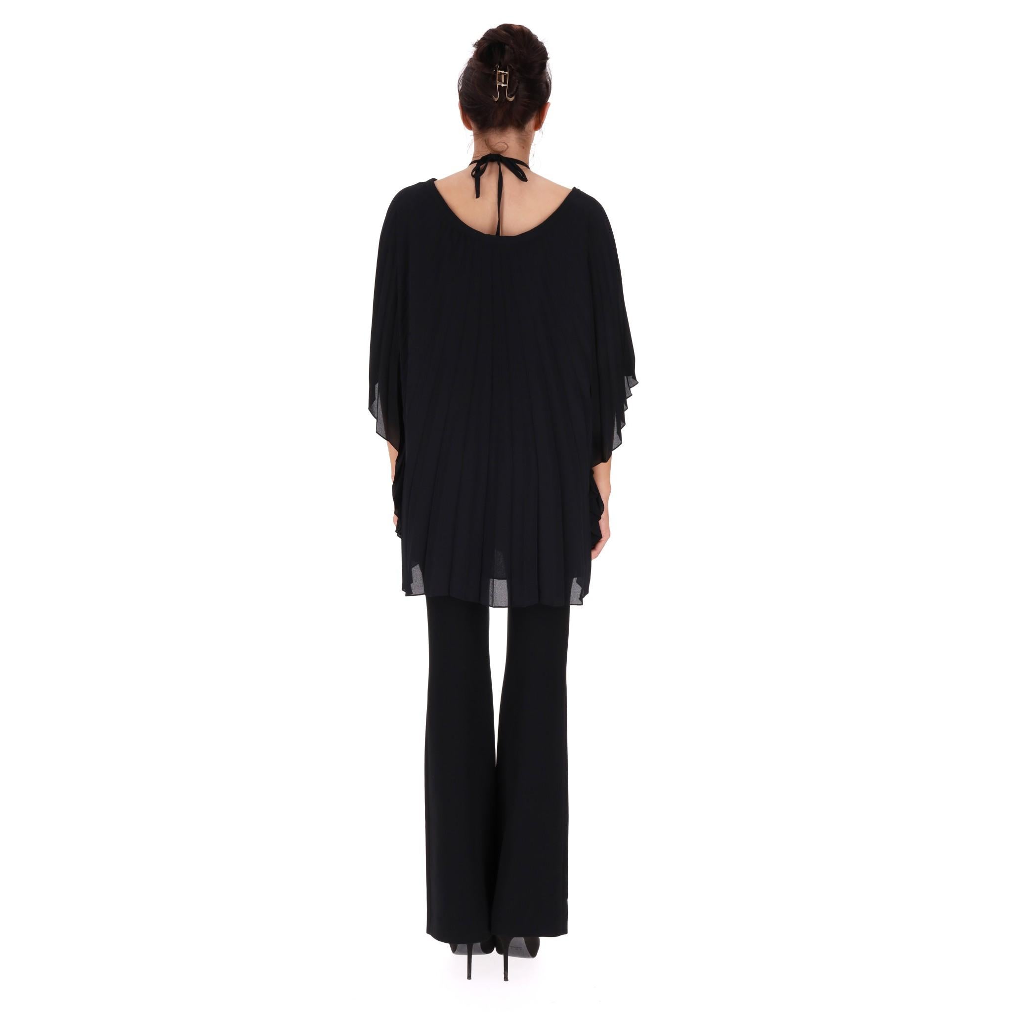 Balenciaga Pleated Flowy Top With Tie-Up Neck In Excellent Condition For Sale In London, GB