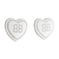 Balenciaga Plexiglass & Strass Silver Heart Crush Earrings