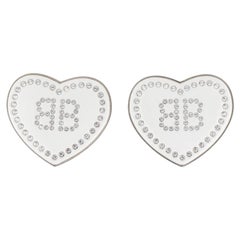 Balenciaga Plexiglass & Strass Silver Heart Crush Earrings