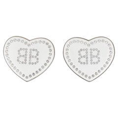 Boucles d'oreilles Balenciaga en plexiglas et strass Silver Heart Crush