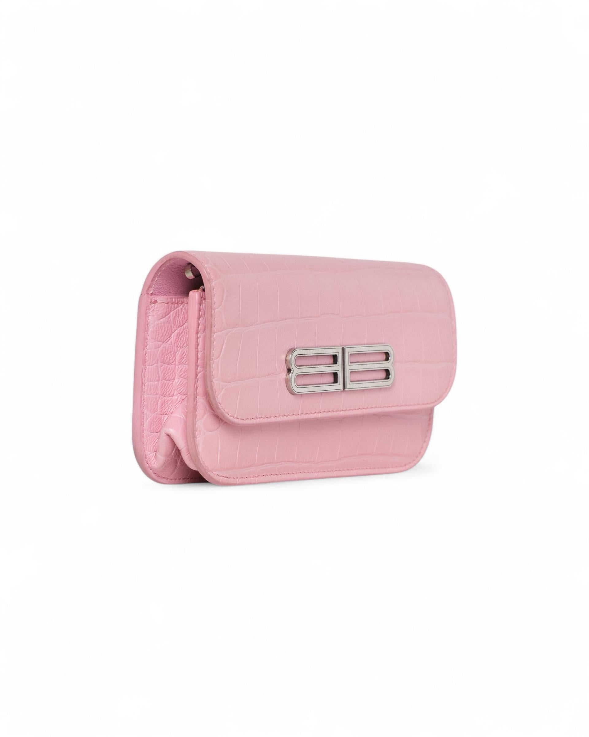 Balenciaga Gossip Small Coconut Clutch Rosa en venta 9