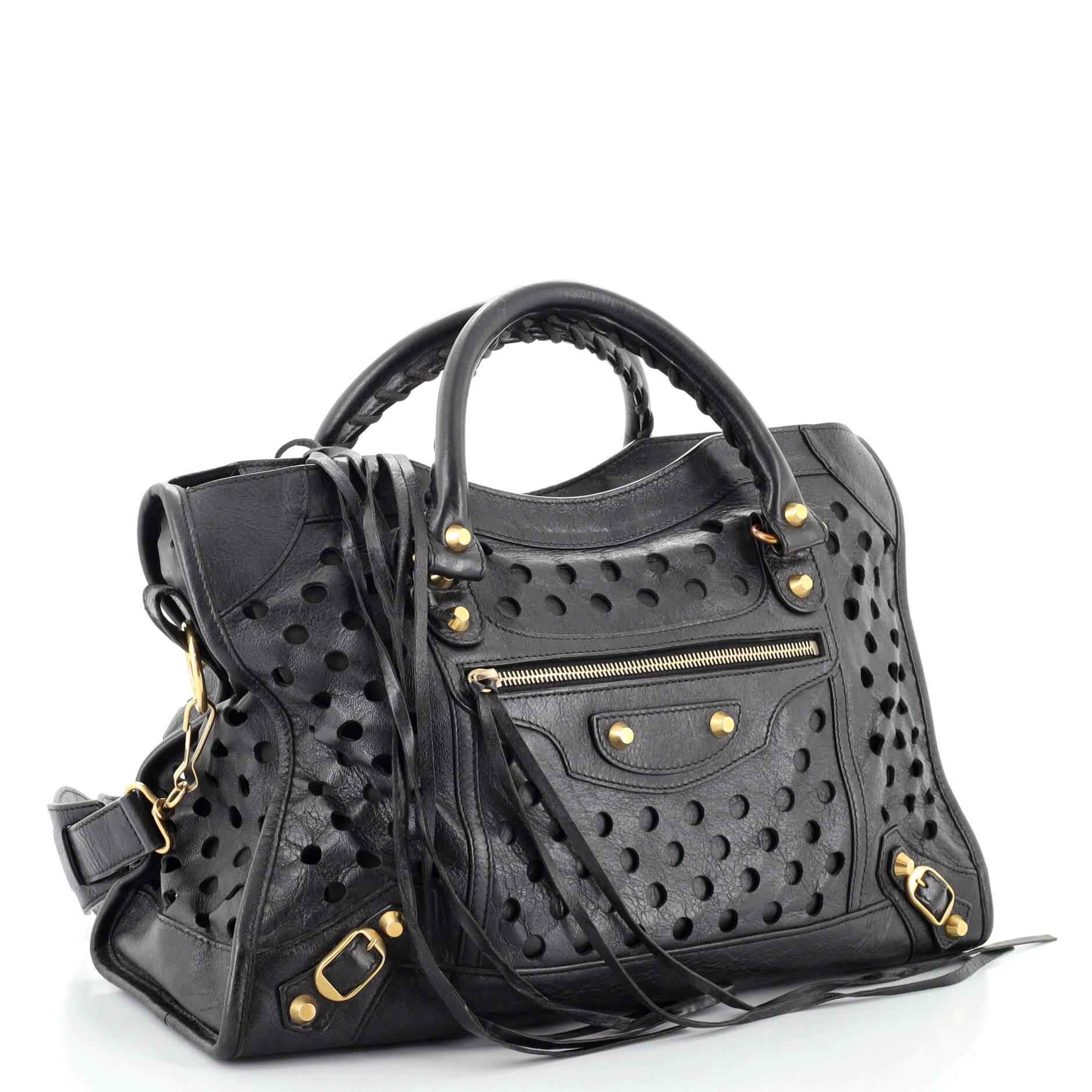 balenciaga perforated city bag