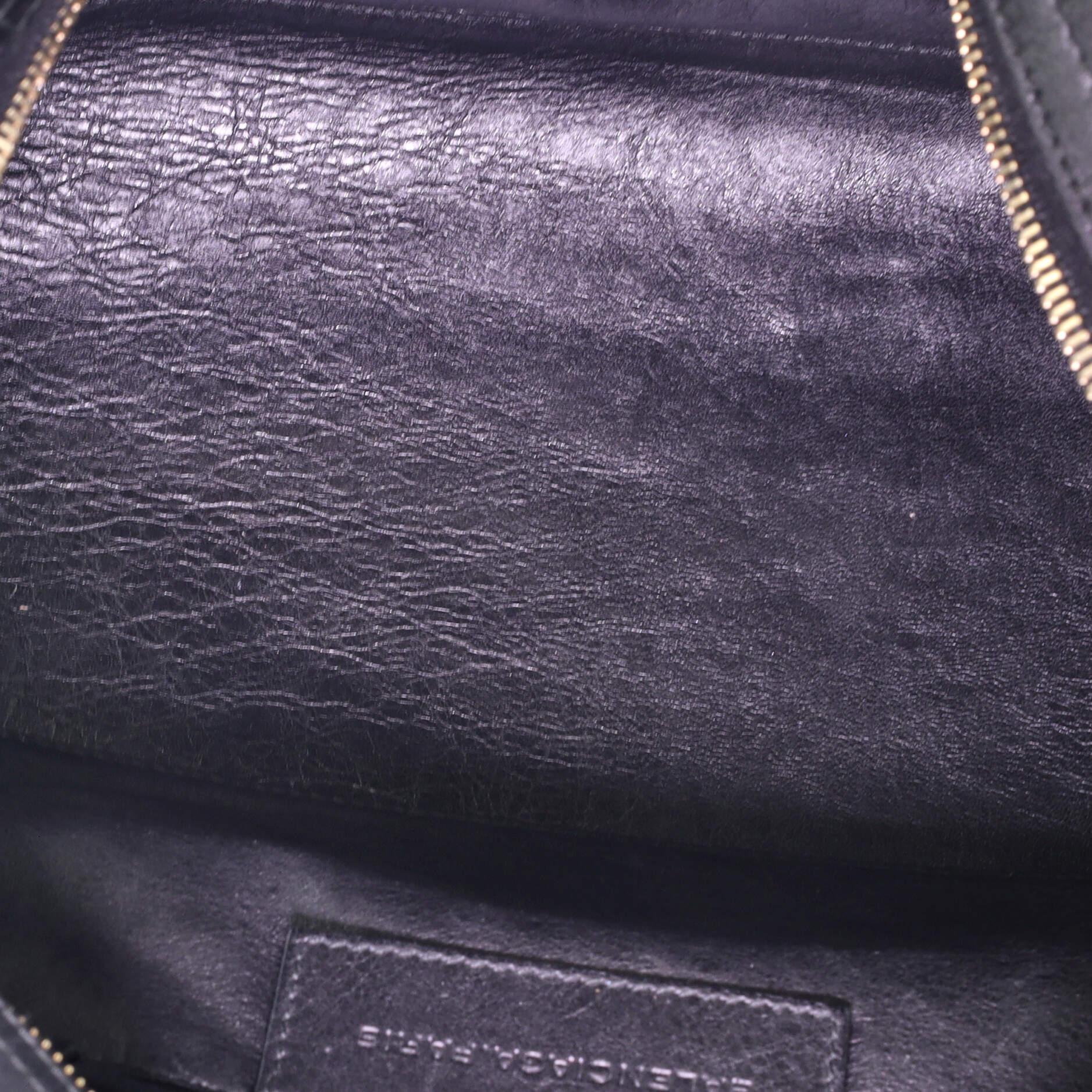 Black Balenciaga Polka Dot City Classic Studs Bag Perforated Leather Medium