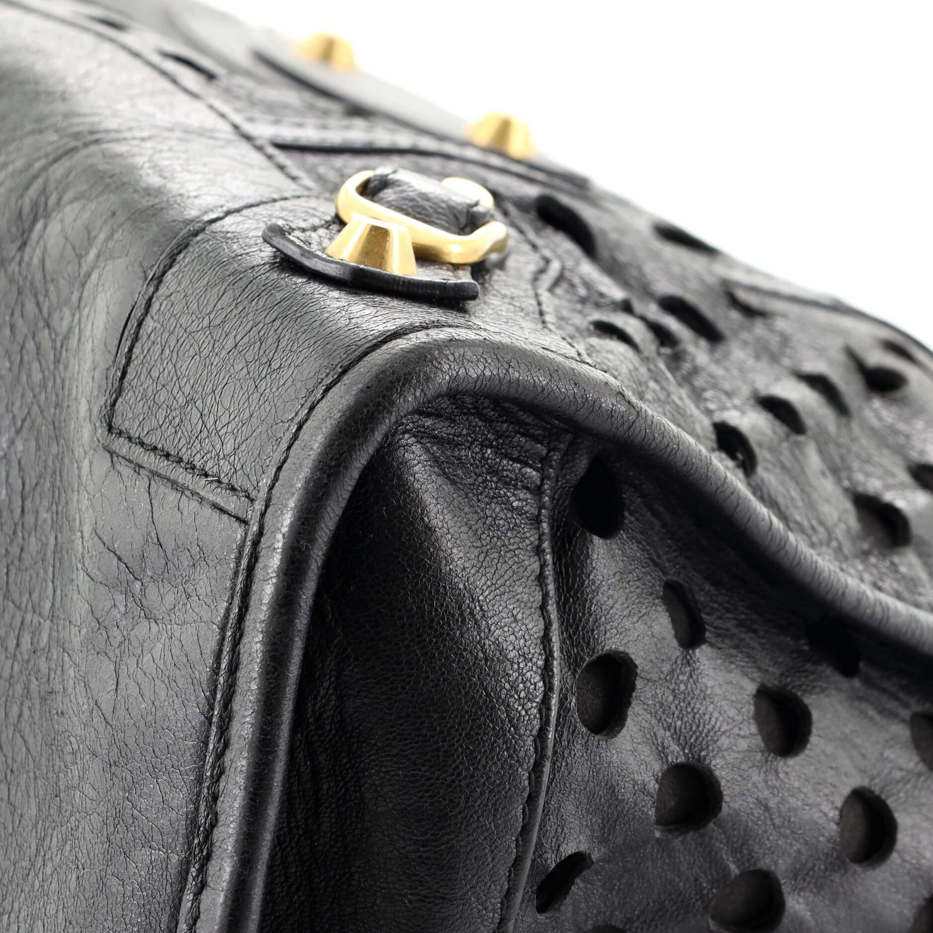 Balenciaga Polka Dot City Classic Studs Bag Perforated Leather Medium In Fair Condition In NY, NY
