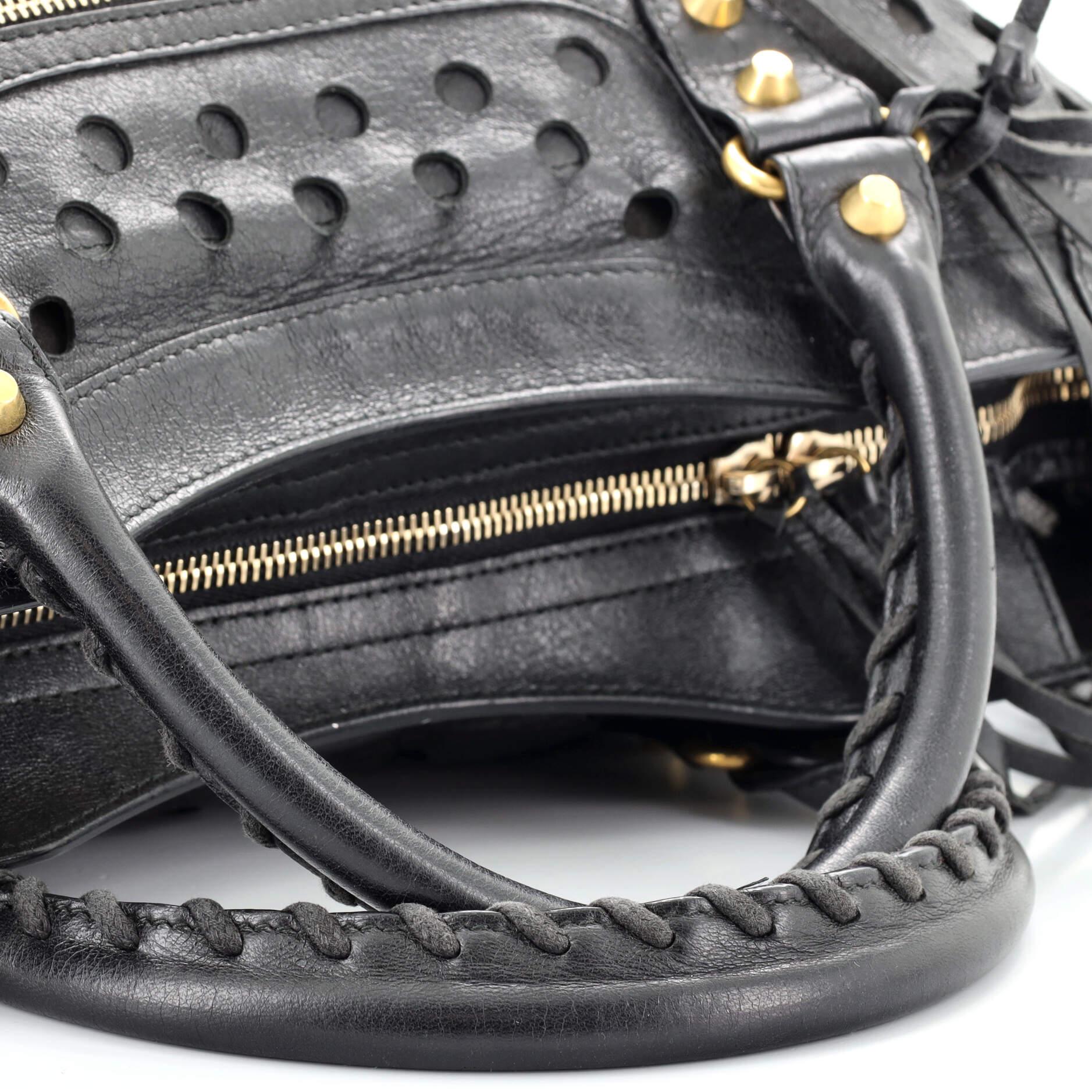 Women's or Men's Balenciaga Polka Dot City Classic Studs Bag Perforated Leather Medium