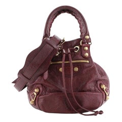 Balenciaga Pom Pon Gigante Tachuelas Bolso Piel Mini