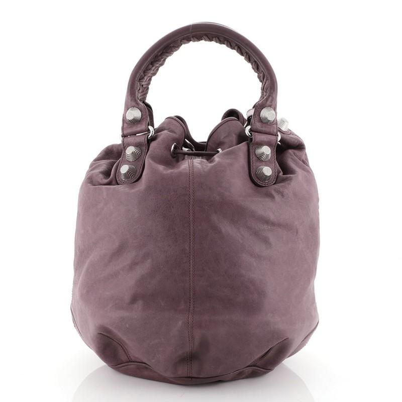 Balenciaga Pom Pon Giant Studs Handbag Leather In Fair Condition In NY, NY