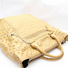 Balenciaga Pompon 867463 Beige Ostrich Leather Tote
