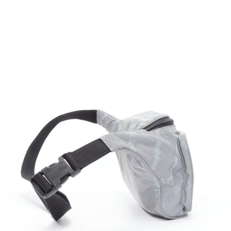 Gray BALENCIAGA Power Of Dreams 3M reflective nylon Explorer crossbody belt bag For Sale