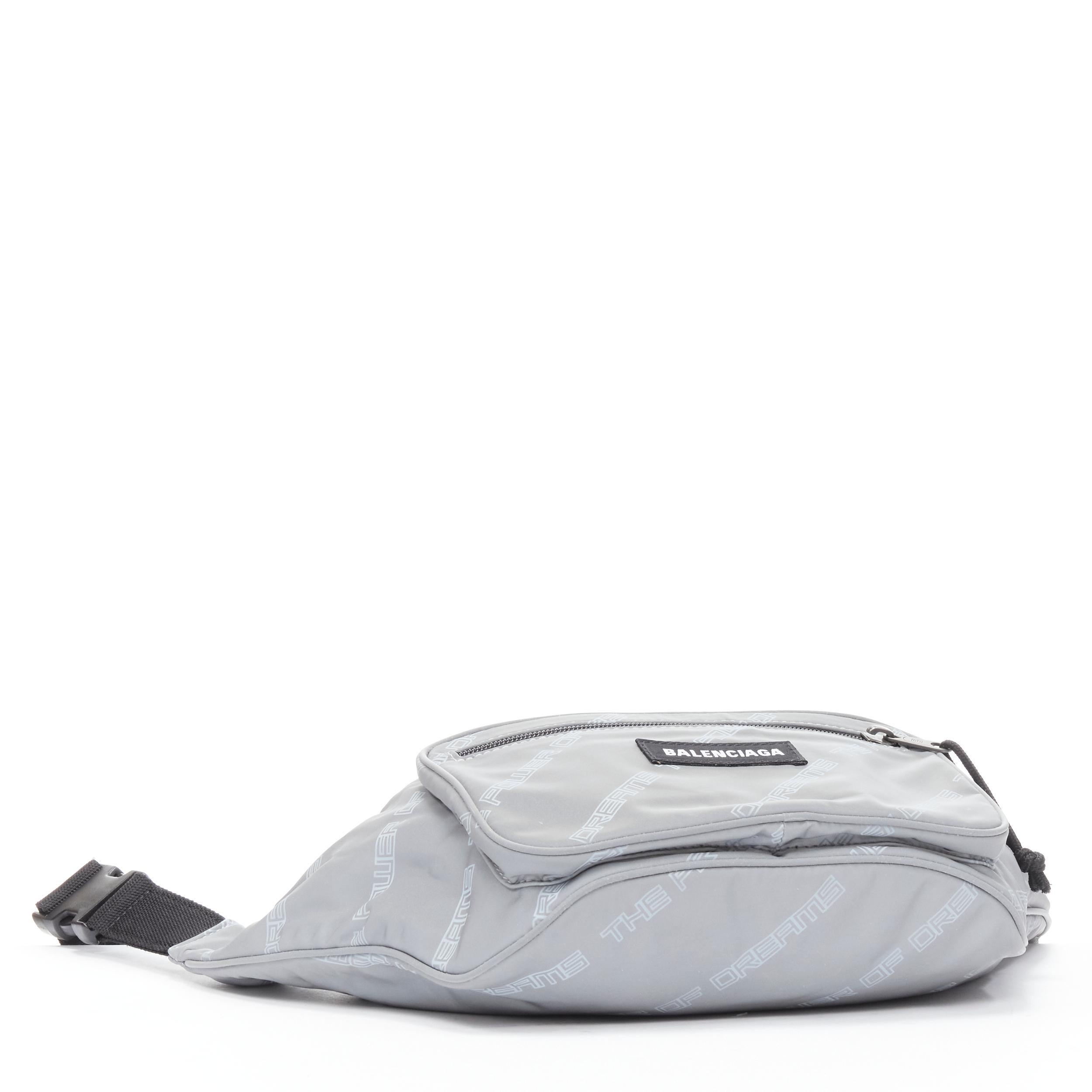 Gray BALENCIAGA Power Of Dreams 3M reflective nylon Explorer crossbody belt bag