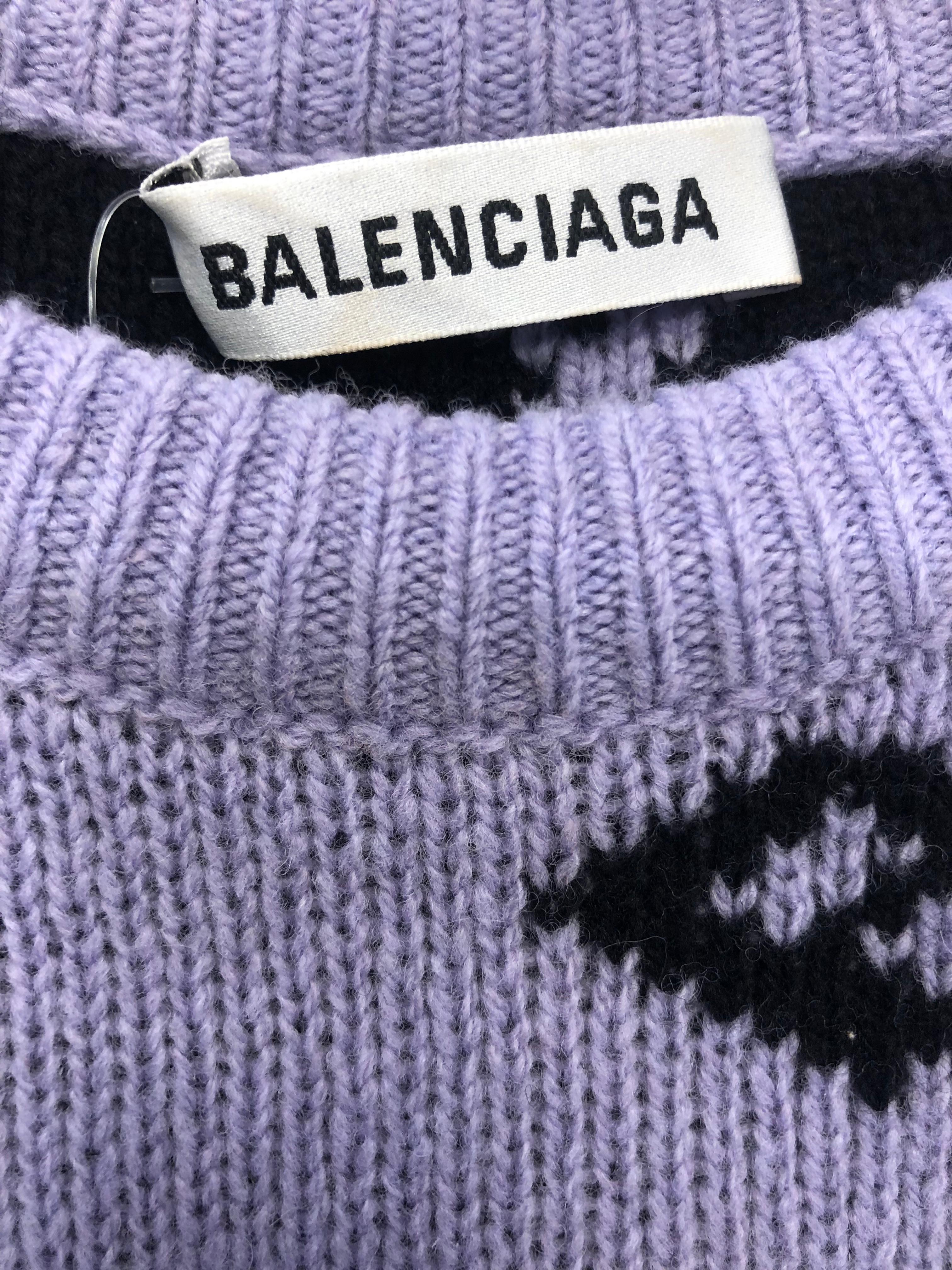 Women's Balenciaga Printed All Over Logo Sweater Size Small For Sale