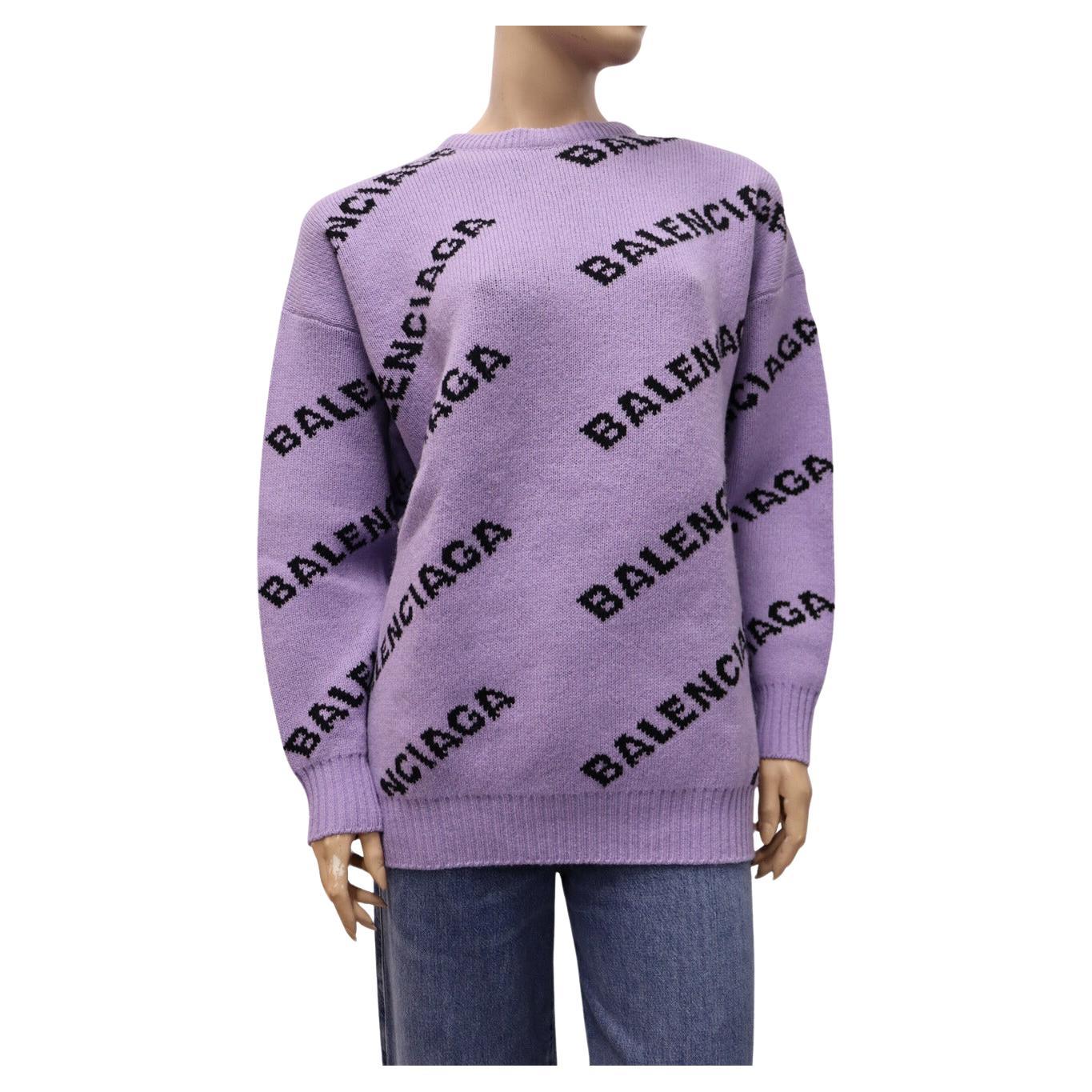 Balenciaga Printed All Over Logo Sweater Size Small For Sale
