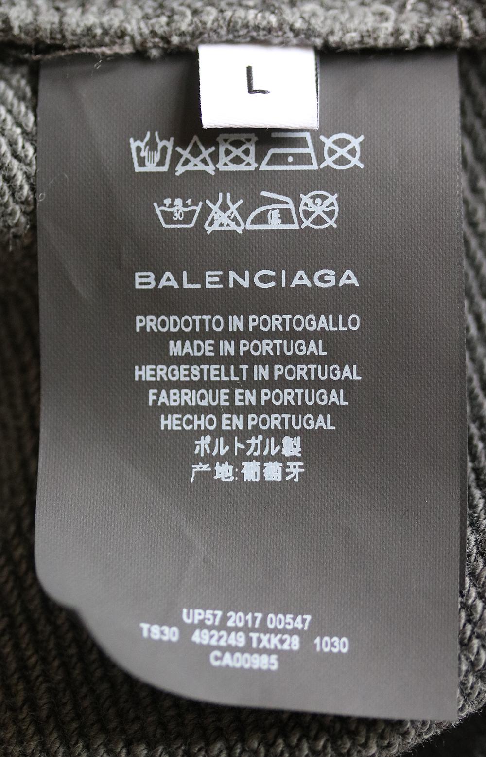 Gray Balenciaga Printed Cotton-Jersey Hooded Sweatshirt