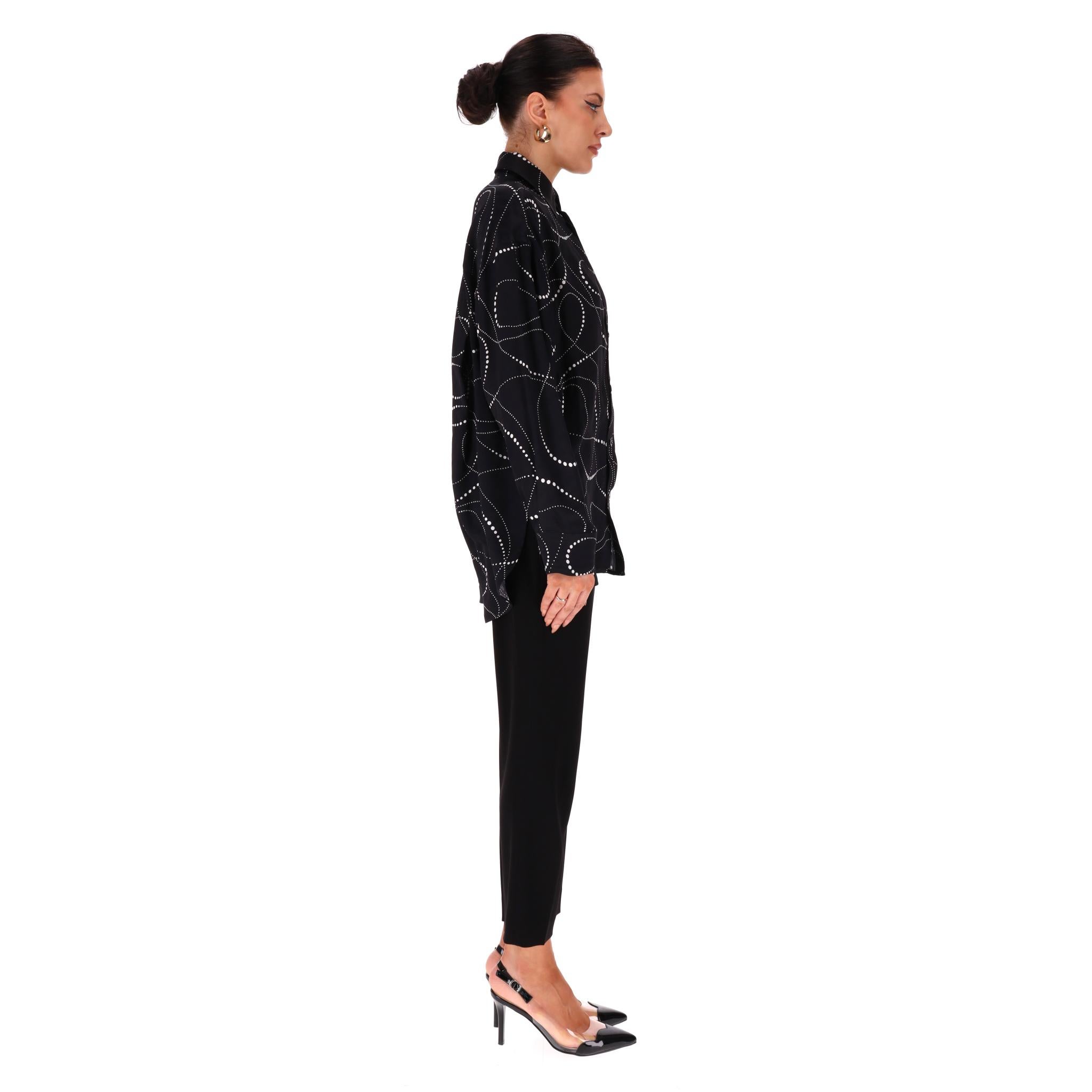 Noir Balenciaga Printed Silk Shirt en vente