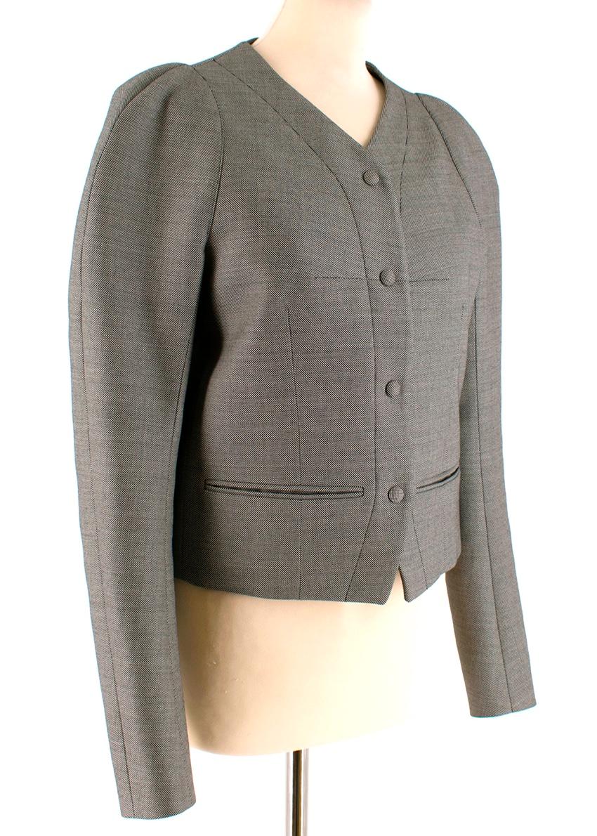 Balenciaga Puff Shoulder Classic Tailored Jacket

- Two front pockets
- Darted design
- Puff shoulders
- Collarless
- Mid weight 

Materials:
100% Wool outer
100% Viscose lining 

Made in France

Professional Clean Only

Measurements are taken