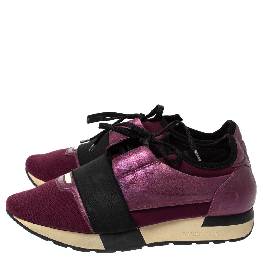 Balenciaga - Baskets de course en cuir et néoprène violet/noir, taille 39 Pour femmes en vente