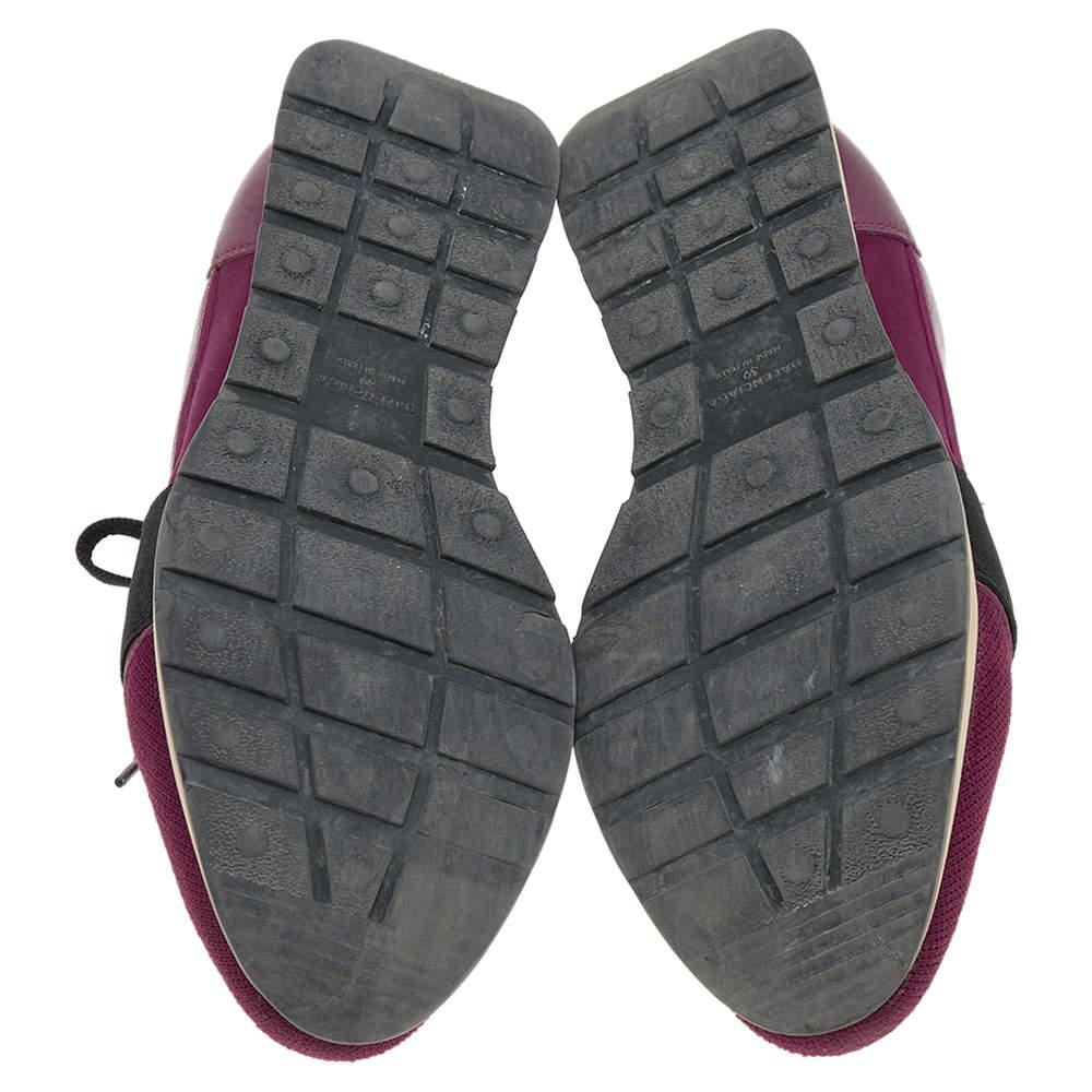 Balenciaga - Baskets de course en cuir et néoprène violet/noir, taille 39 en vente 1