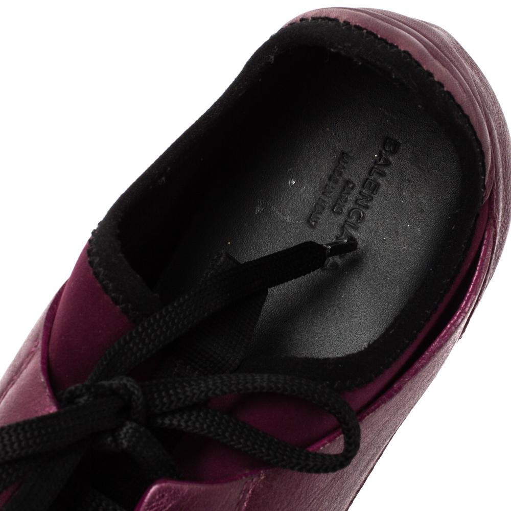 Women's Balenciaga Purple/Black Neoprene and Leather Race Runner Sneakers Size 39 For Sale