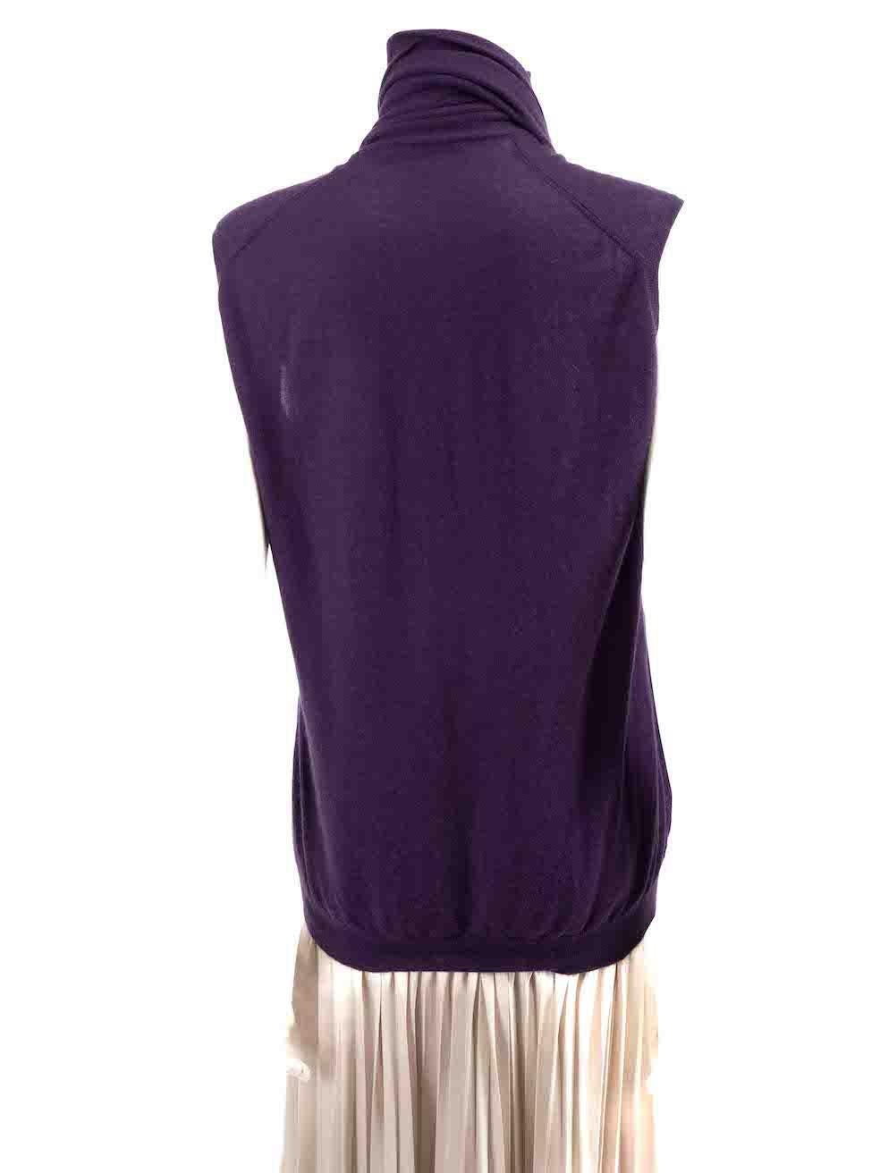 Balenciaga Purple Cashmere Sleeveless Scarf Top Size M In Good Condition For Sale In London, GB