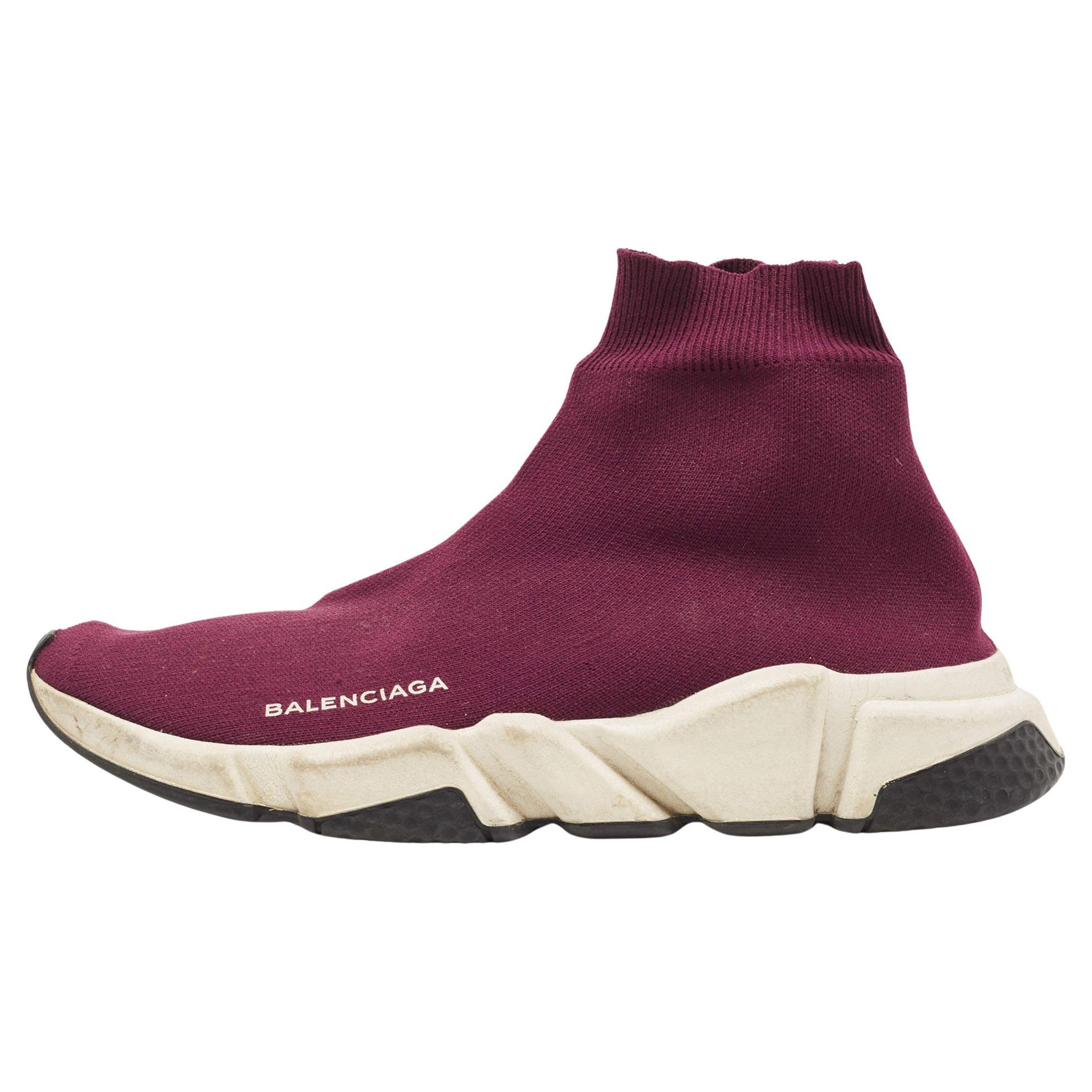 Balenciaga Purple Knit Fabric Speed Trainer Sneakers Size 41 For Sale at  1stDibs