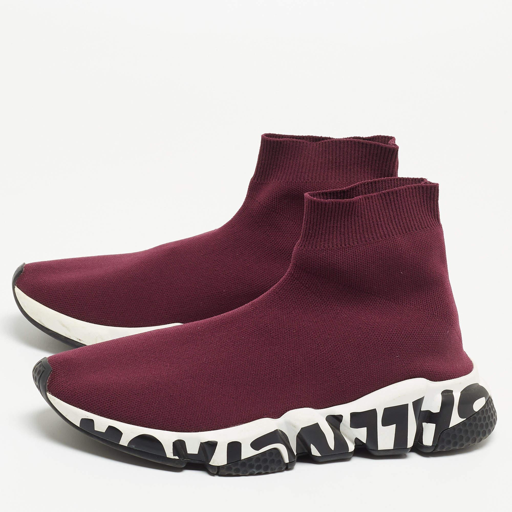 Balenciaga Purple Knit Speed Trainer High Top Sneakers  1