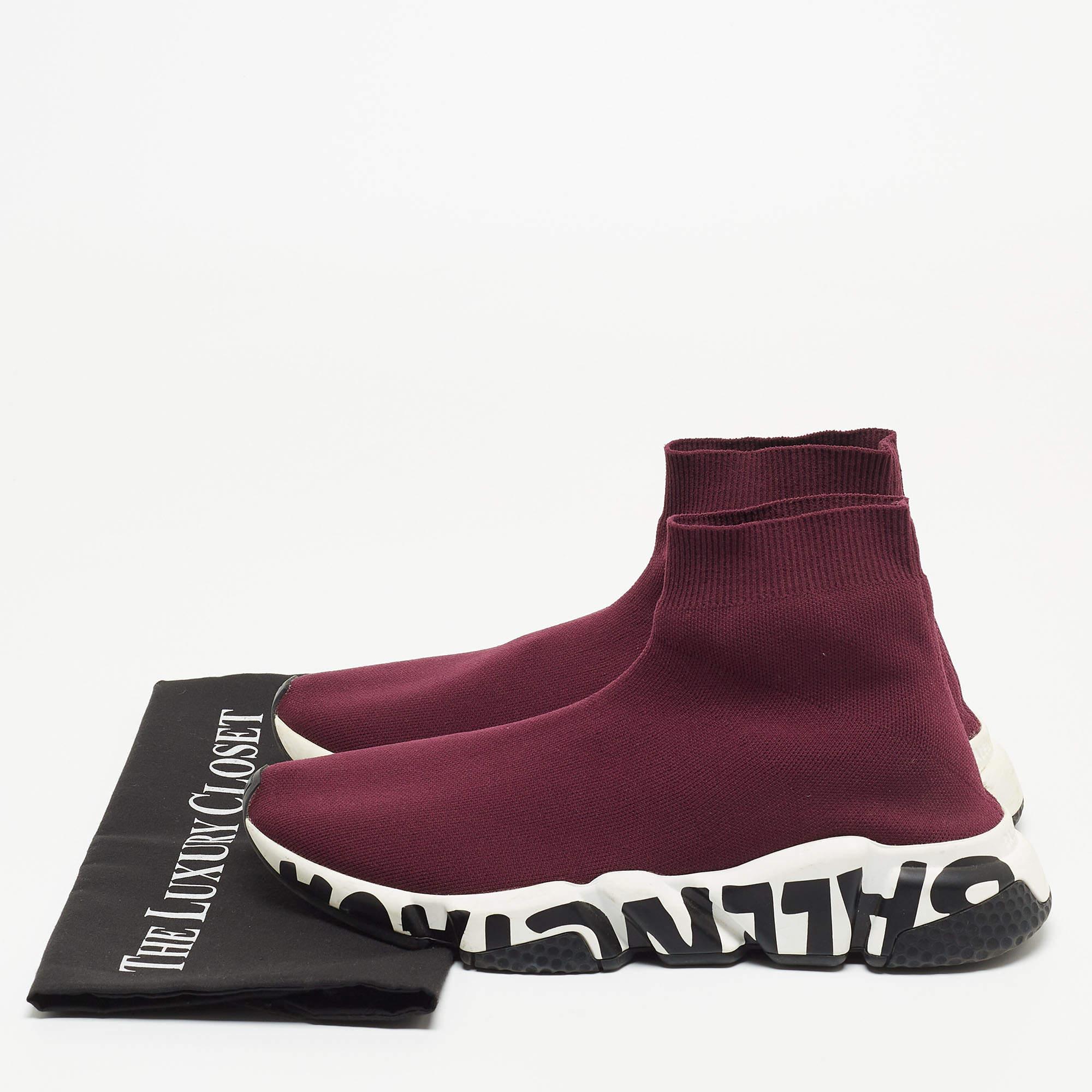 Balenciaga Purple Knit Speed Trainer High Top Sneakers  4