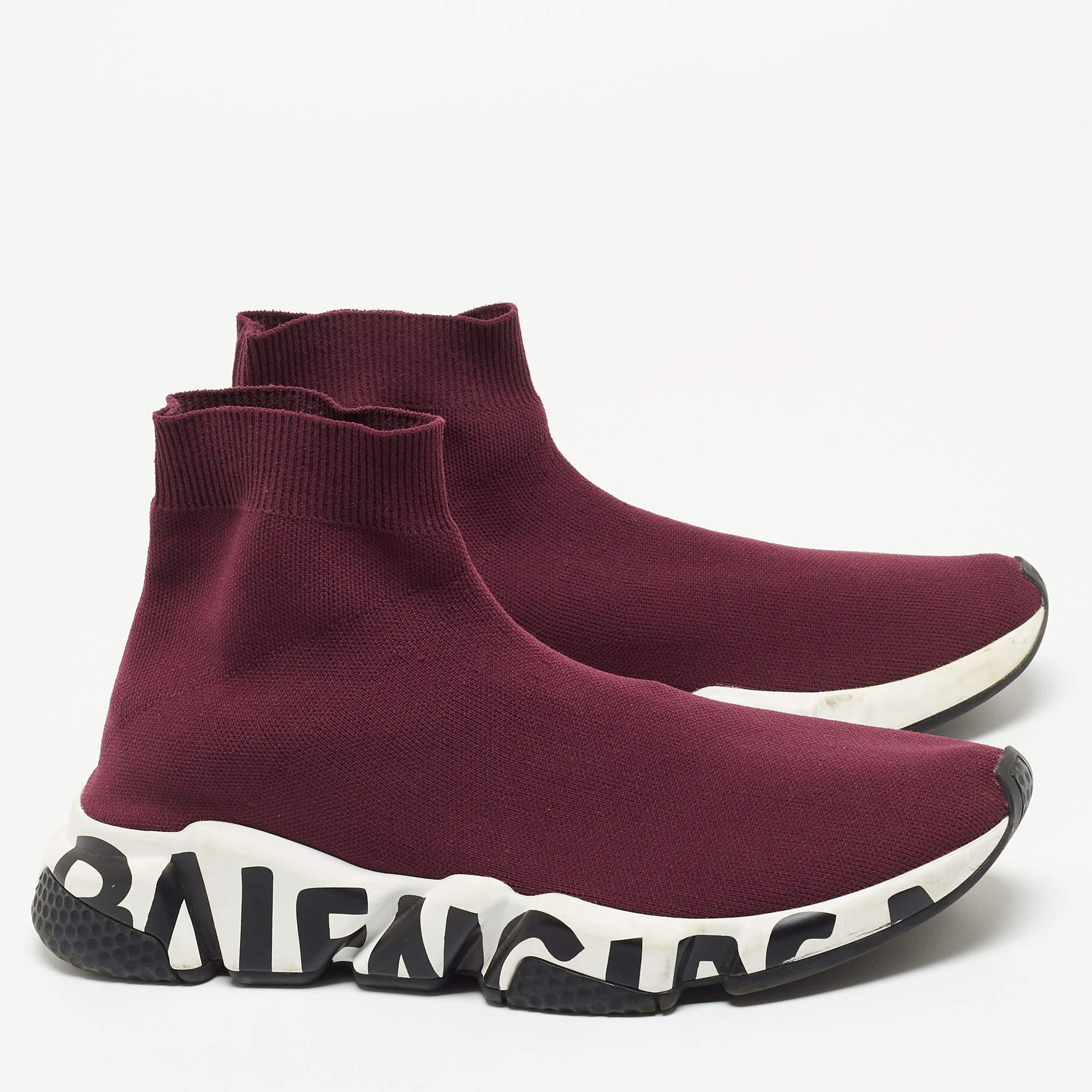 Balenciaga Purple Knit Speed Trainer High Top Sneakers Size 40 For Sale 2