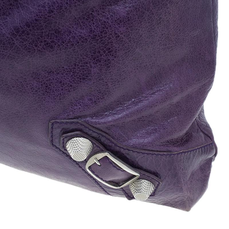 Balenciaga Purple Lambskin Leather Arena Giant Brief Tote 2