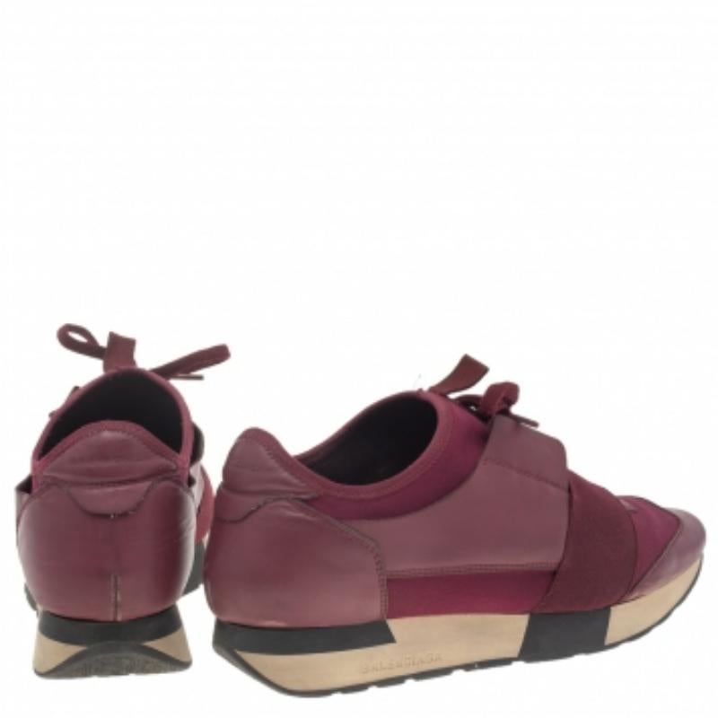 Women's Balenciaga Purple Leather And Mesh Race Runner Sneakers Size 40