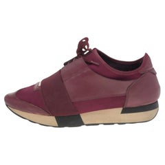 Balenciaga Purple Leather And Mesh Race Runner Sneakers Size 40