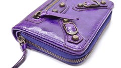 Balenciaga Purple Leather Classic City Wallet