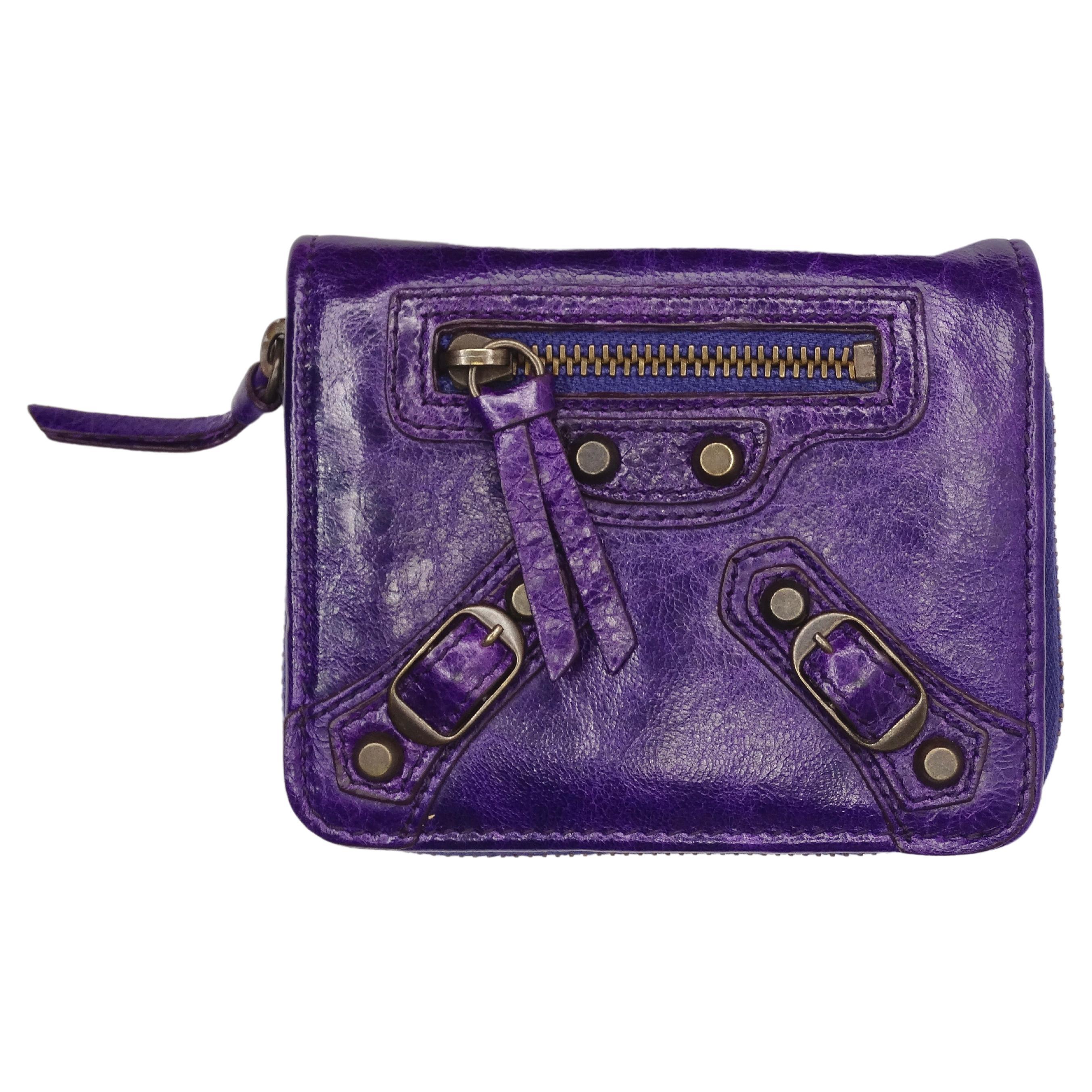 Balenciaga Purple Leather Classic City Wallet For Sale at 1stDibs