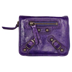 Balenciaga Purple Leather Classic City Wallet