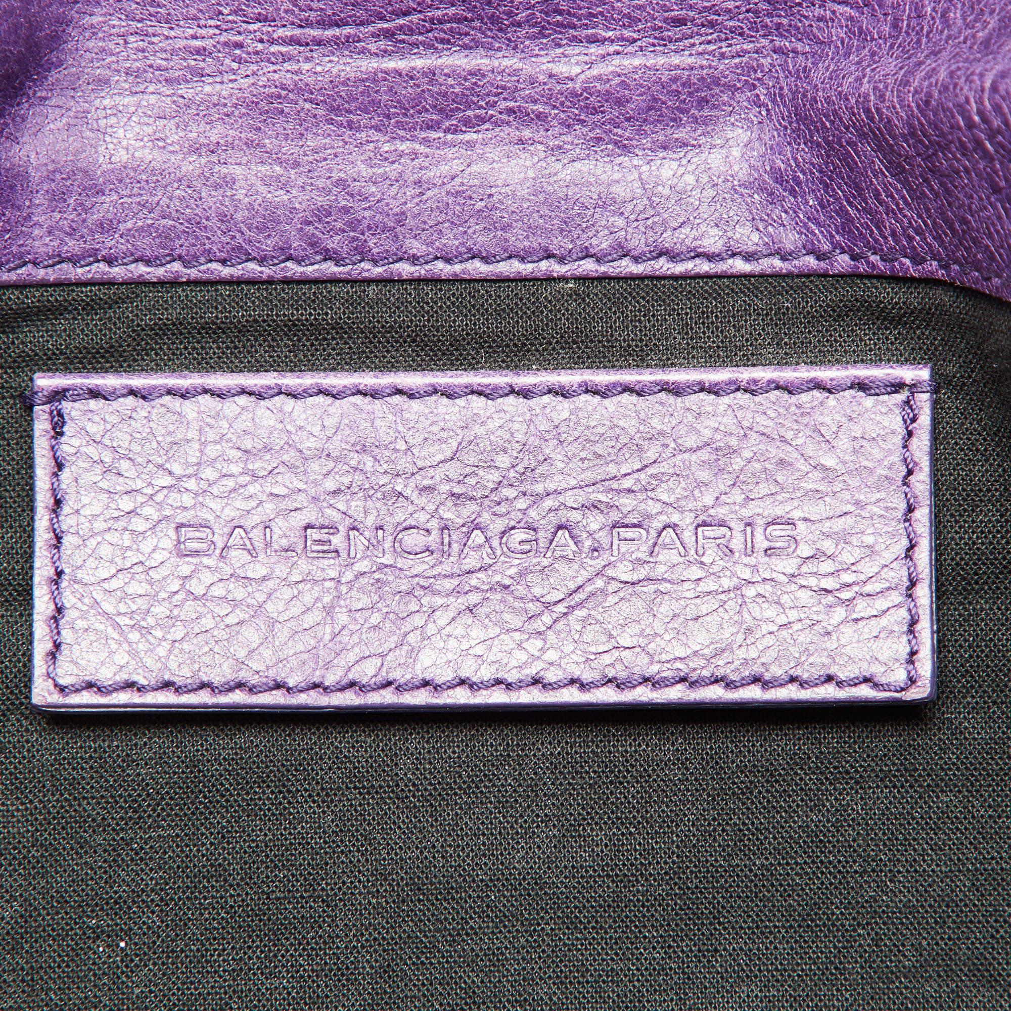 Balenciaga Purple Leather Classic Envelope Clutch 5