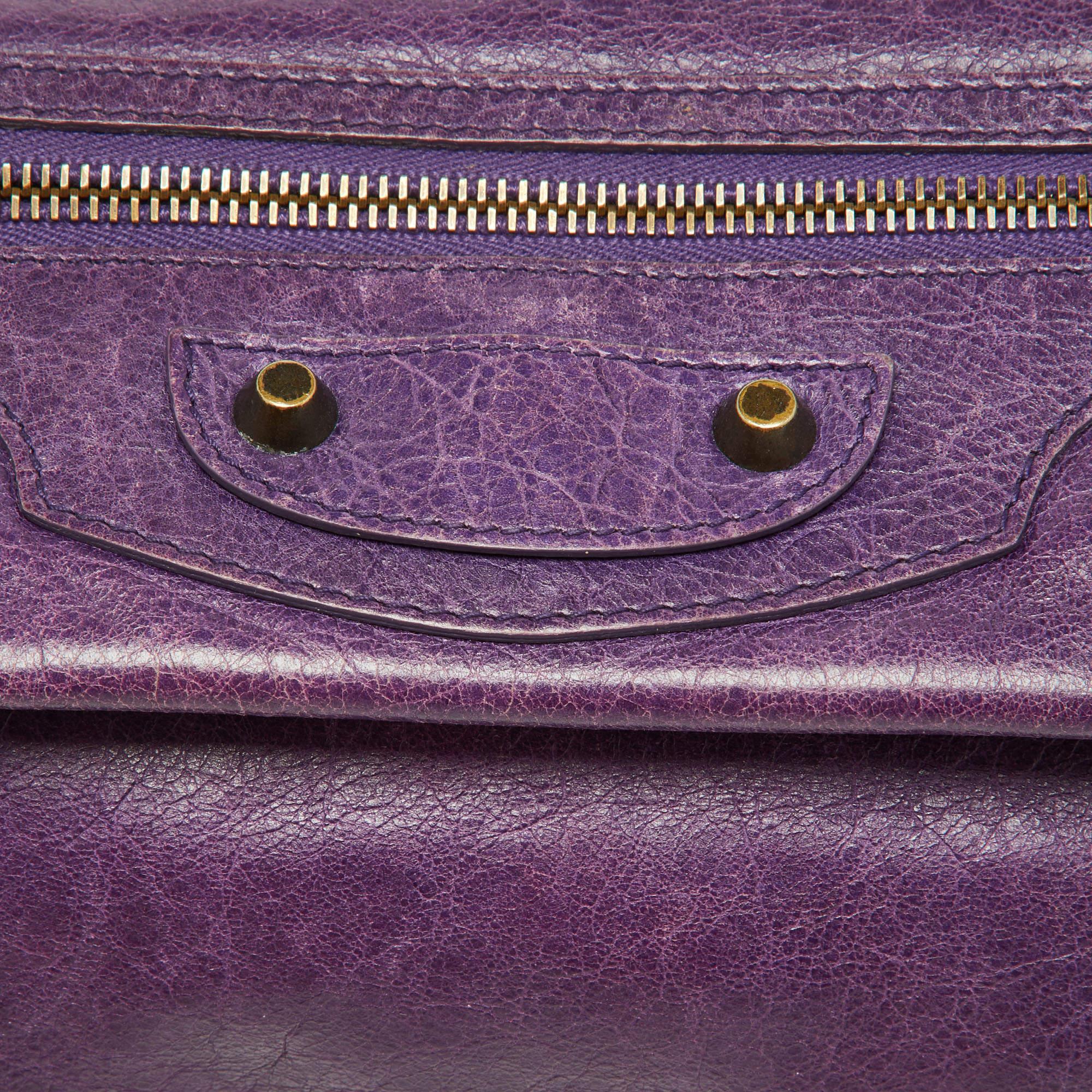 Balenciaga Purple Leather Classic Envelope Clutch 6