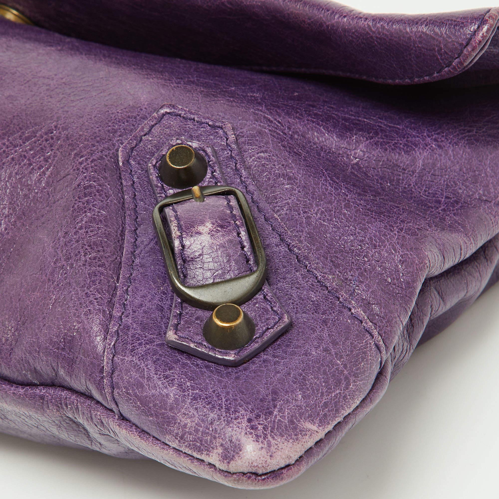 Balenciaga Purple Leather Classic Envelope Clutch 10