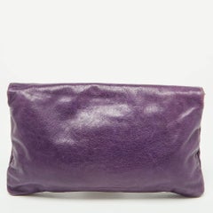 Balenciaga Purple Leather Classic Envelope Clutch