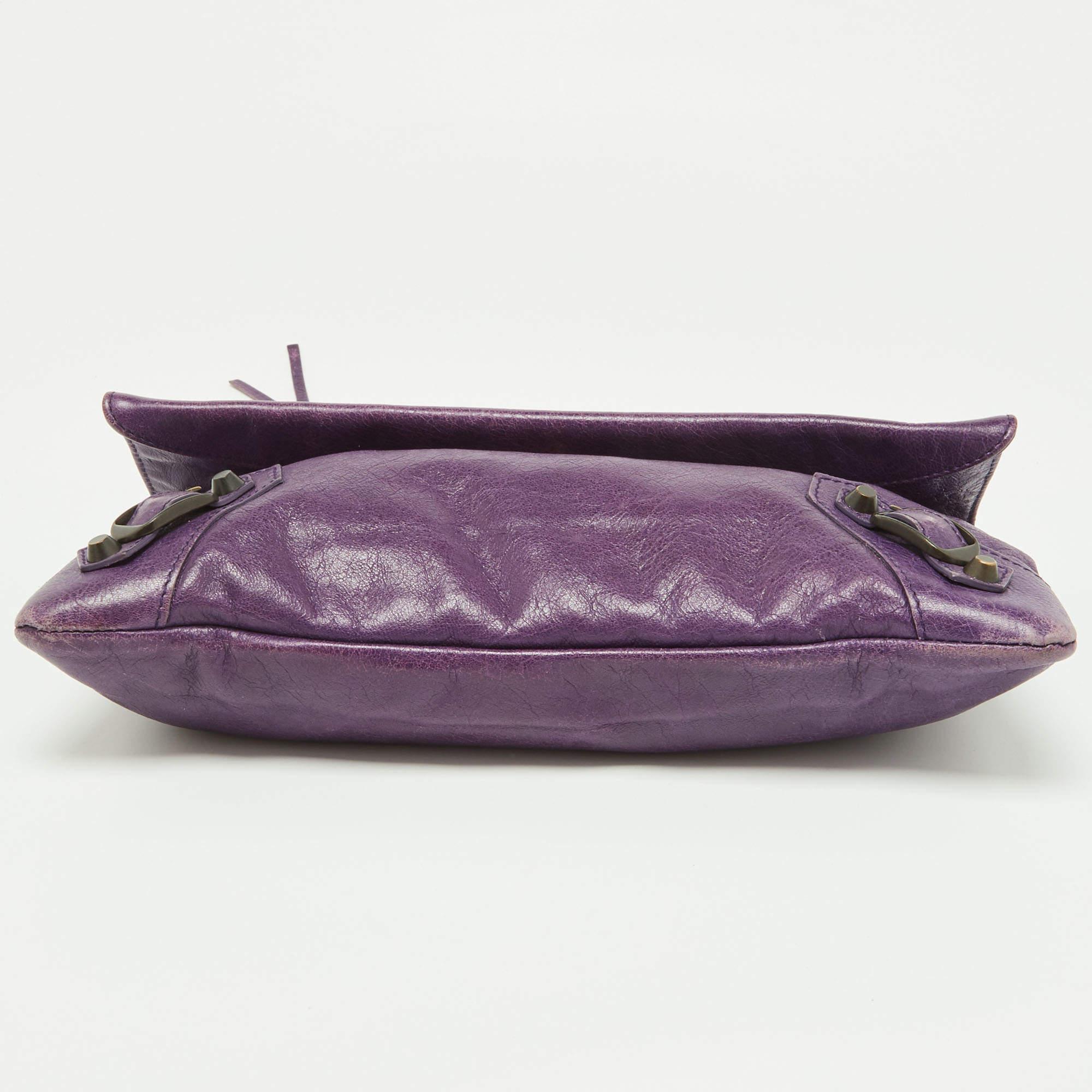 Women's Balenciaga Purple Leather Classic Envelope Clutch