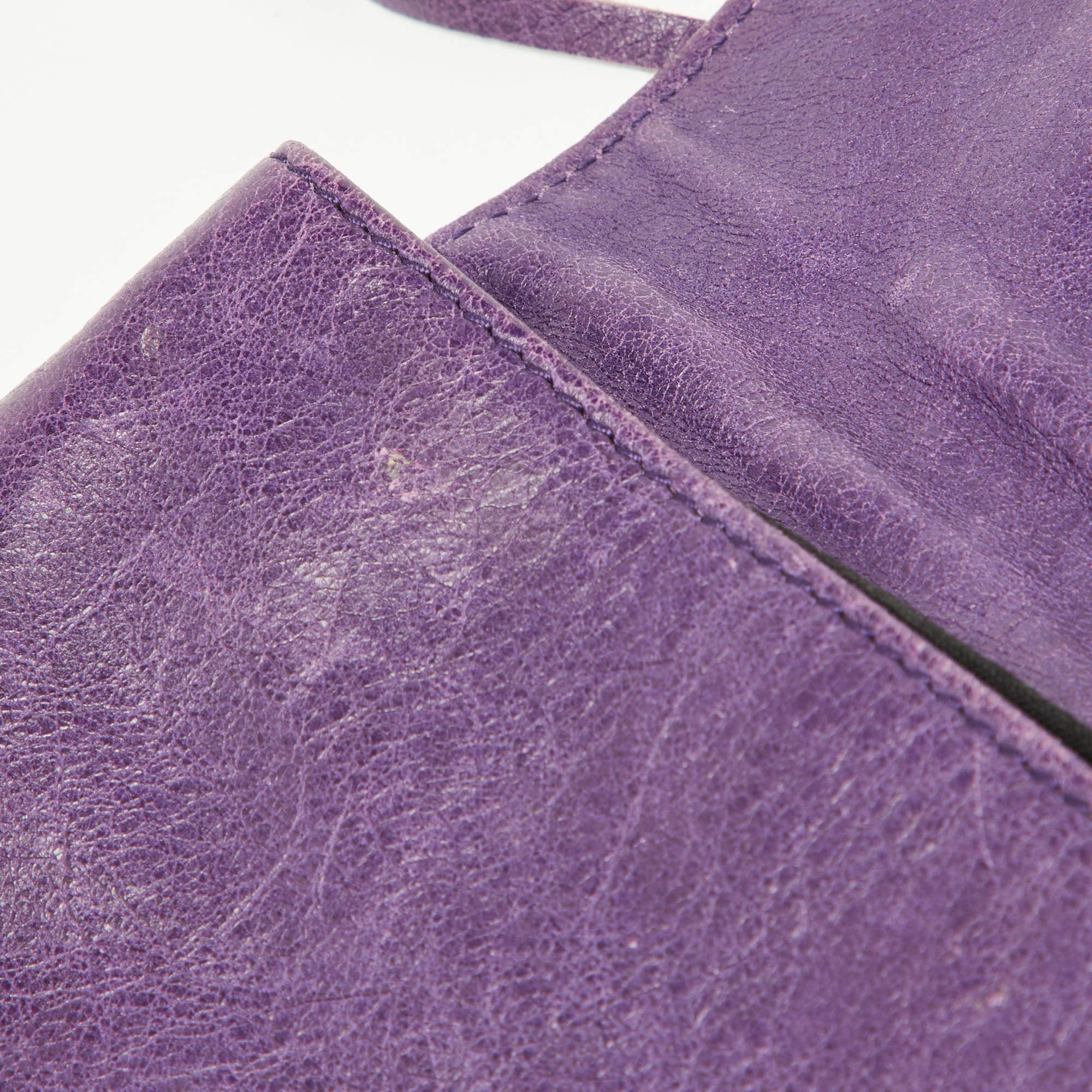 Balenciaga Purple Leather Classic Envelope Clutch 3