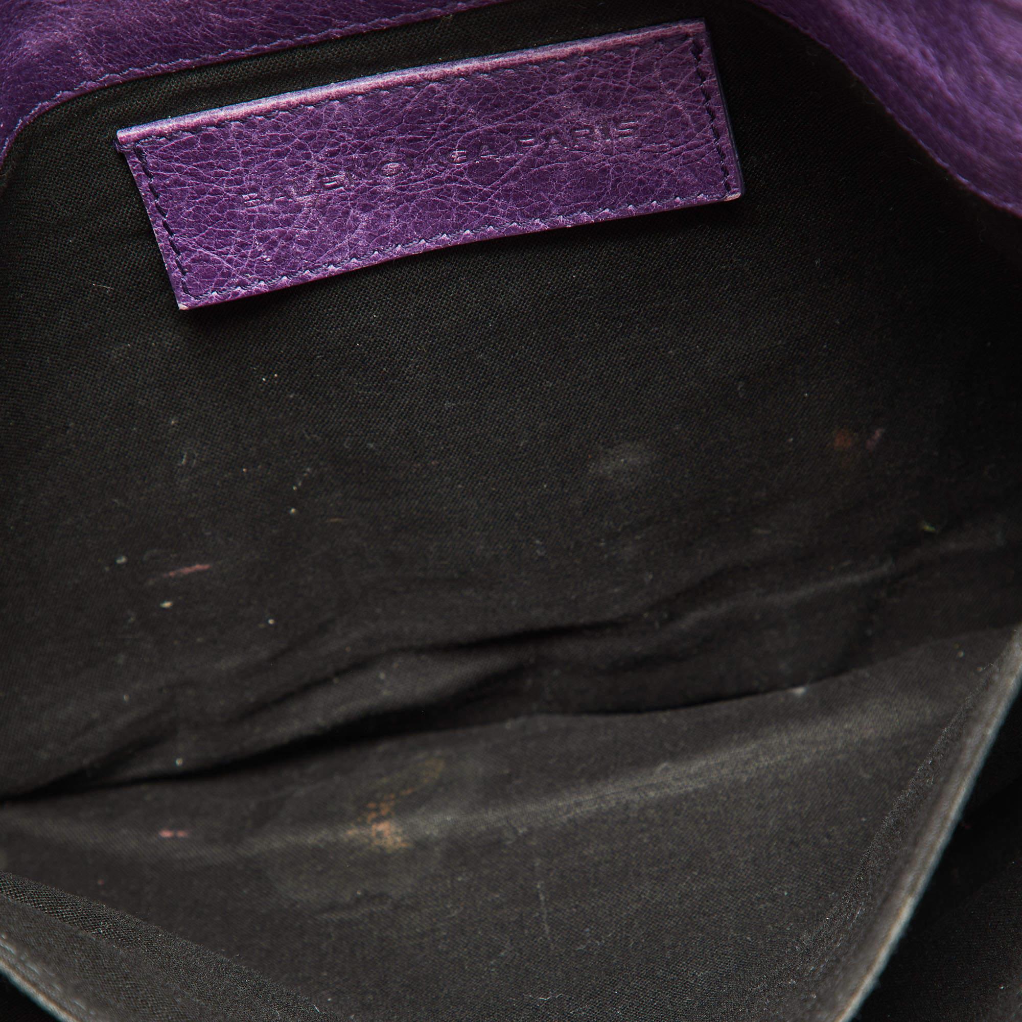 Balenciaga Purple Leather Classic Envelope Clutch 4