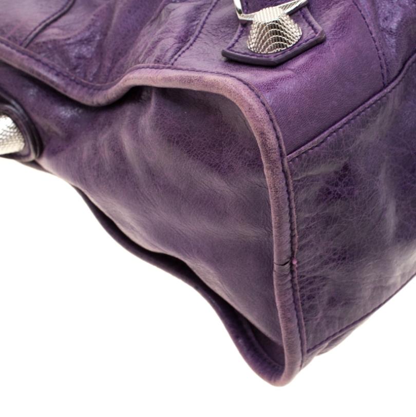 Balenciaga Purple Leather GH City Tote 6