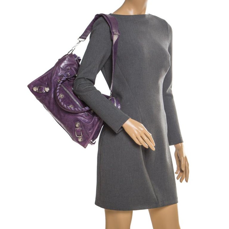 balenciaga purple city bag