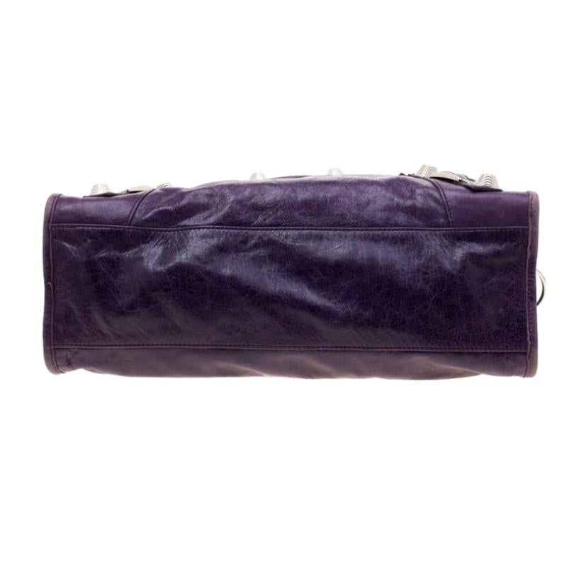 Women's Balenciaga Purple Leather GH City Tote